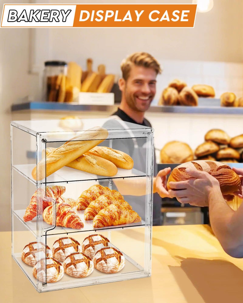 MEI NIAN Pastry Display Case,Bread Box for Kitchen Countertop,4-Layer Adjustable BreadBox, Large Capacity Bread Box for Home-baked Breads,Muffins,Bagel Storage Container, Bread Holder - Image 5