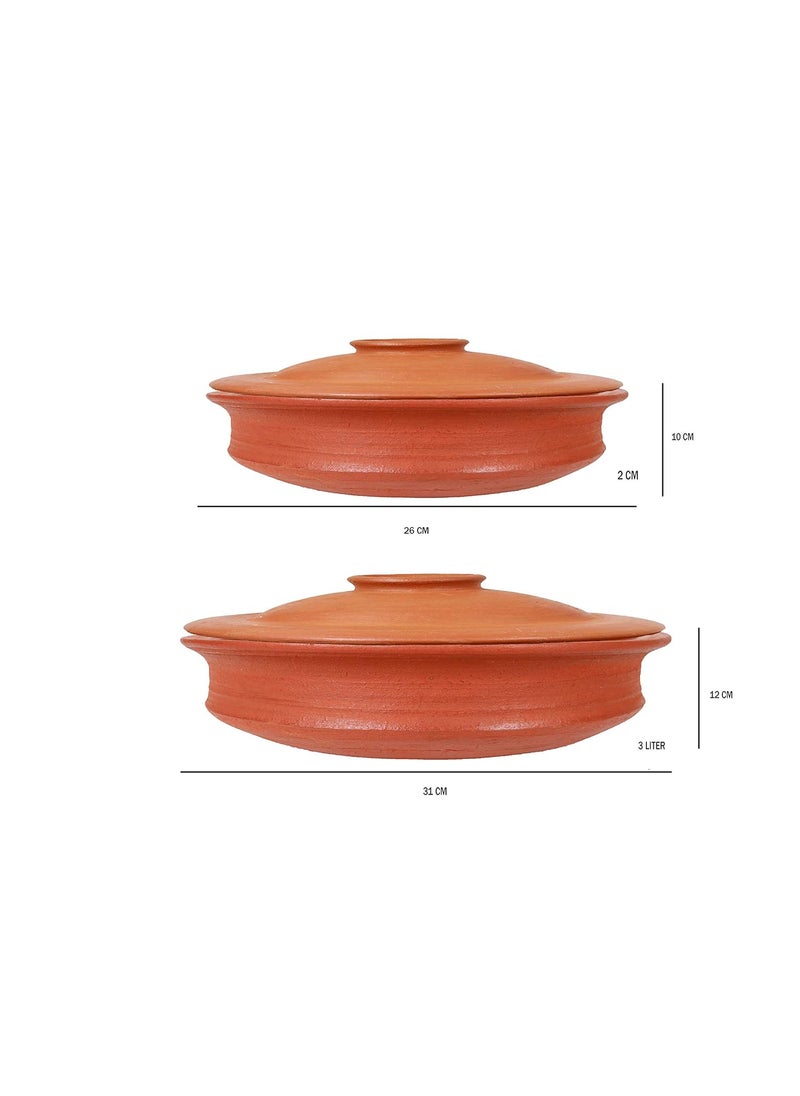 4U CRAFTS - 4U Crafts India Online Combo Hand Made Earthen Pottery 23 Liter Red with LidClay HandiKadai Red23 Liter PreSeasoned Earthenware - Image 1
