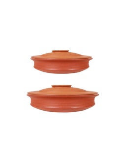 4U CRAFTS 4U Crafts India Online Combo Hand Made Earthen Pottery 23 Liter Red with LidClay HandiKadai Red23 Liter PreSeasoned Earthenware  - Image 1