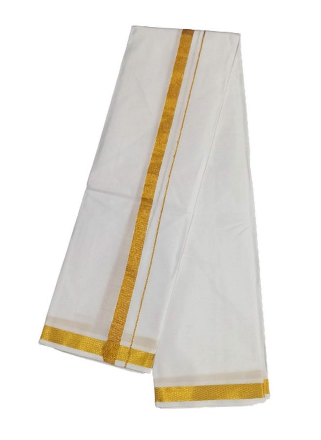 SMT Men's Traditional Cotton Single Dhoti Lunge with Big Gold Border.Plus 1 Angvastram Towel 1.80 Meters Length.(White, Free Size ).Set.A1 - pzsku/ZE2F756C748D08E55A68EZ/45/_/1740982660/00e383a0-f22b-40a7-8d9d-ebdbf8c56f46