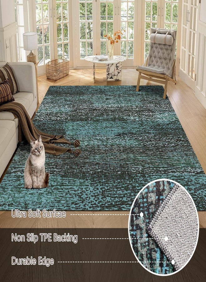 RUGSURE Washable Area Rug - 1/6 Thick - Stain & Water Resistant Non-Slip - Resistant Rug for Living Room, Bedroom, Nursery, Pet & Child Friendly, Vintage Charm Area Rugs (Green, 3' x 5 ') - Image 5