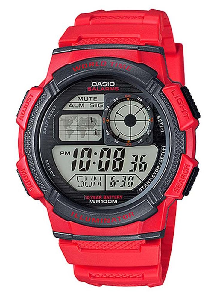 كاسيو ساعة رقمية للشباب AE-1000W-4AVDF باللون الأحمر - Image 1