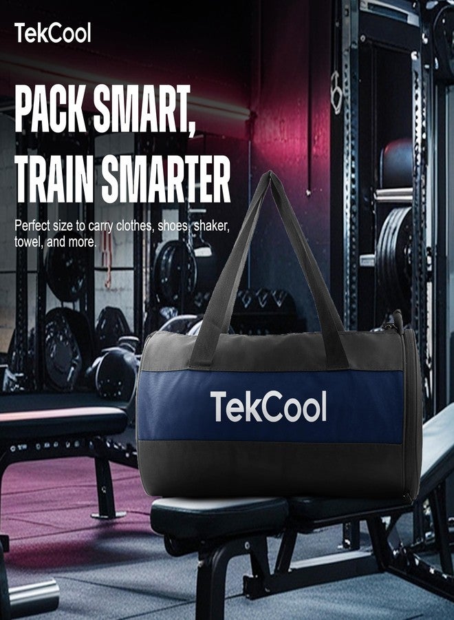 TEKCOOL حقائب رياضية من TEKCOOL للرجال مع حجرة أحذية منفصلة، حقيبة سفر للجنسين لحمل وسفر الأحذية، قابلة للتعديل، حقيبة رياضية للنساء والرجال سعة 20 لتر - أسود أزرق. - Image 2