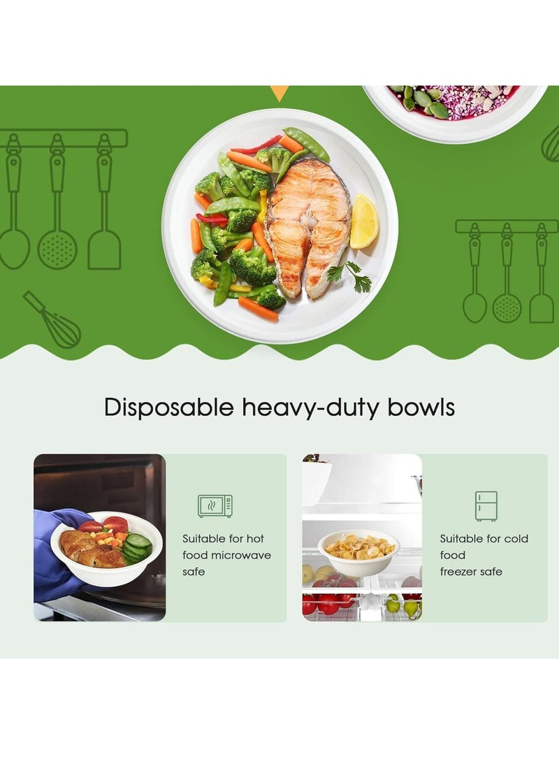 Generic Paper Bowls 100 Pack Disposable Compostable Bowls Heavy-Duty Biodegradable Soup Bowls Made of Natural Bagasse Eco-Friendly Sugarcane Bowls for Salad Dessert Milk Cereals 12oz  - Image 3