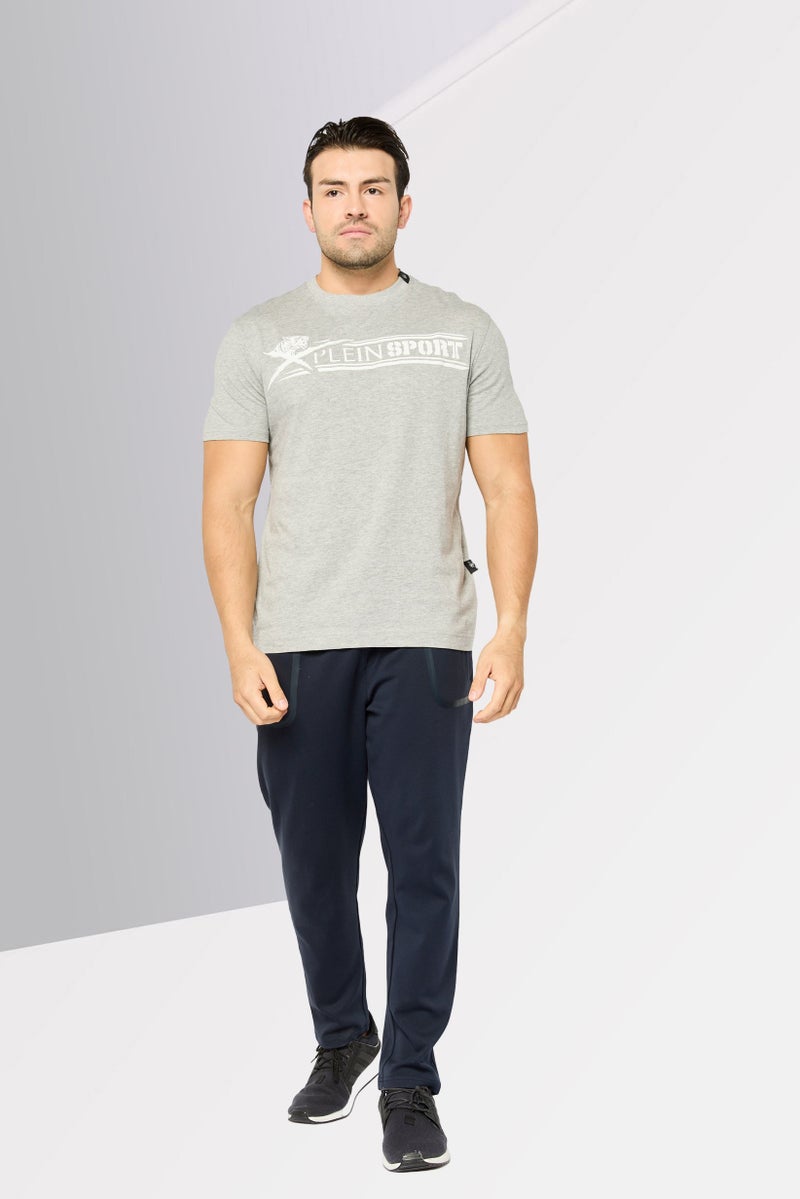 PHILIPP PLEIN تي شيرت رياضي للرجال بأكمام قصيرة مناسب في الهواء الطلق، رمادي - Image 2