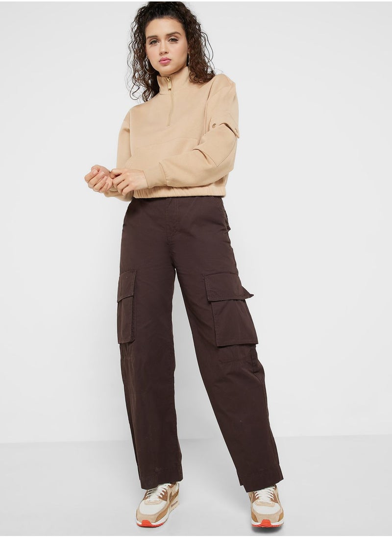 ONLY - Pocket Detail Crop Sweatshirt - Image 1