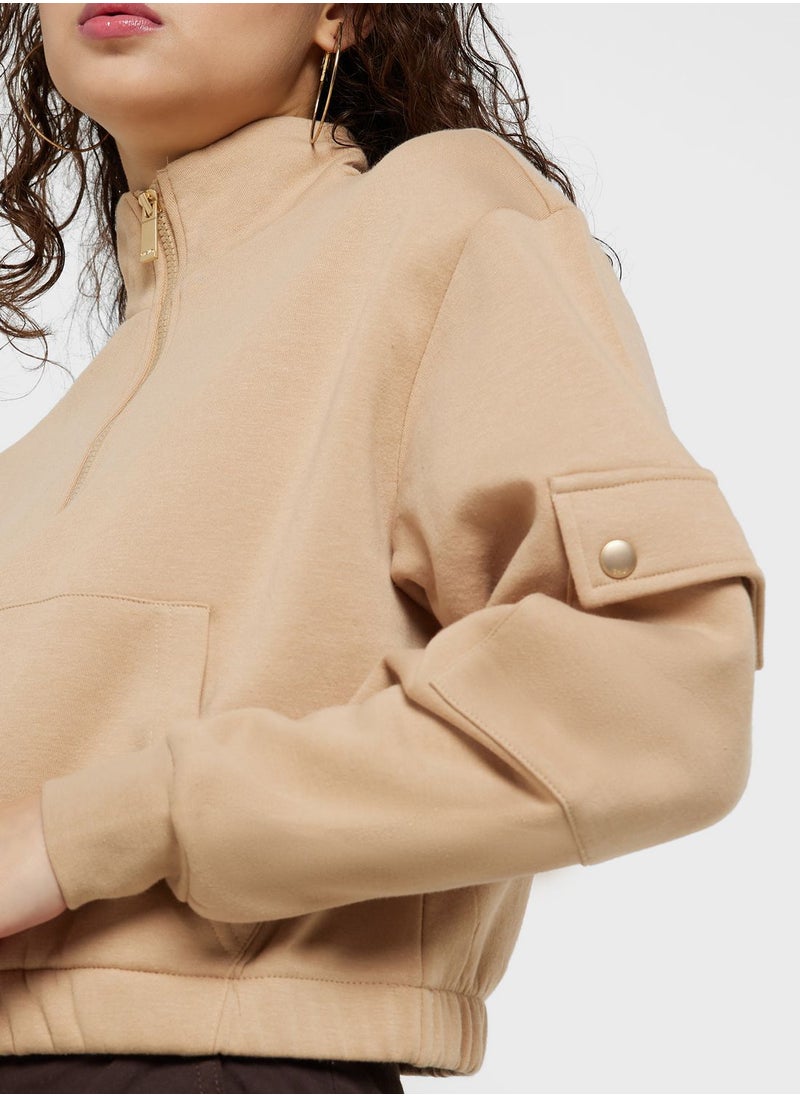 ONLY - Pocket Detail Crop Sweatshirt - Image 1