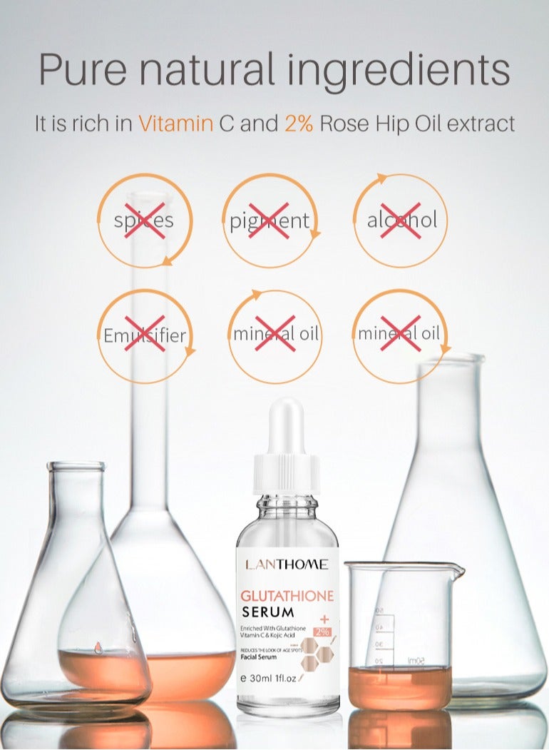 Lanthome Glutathione Face Serum Hydrating Moisturizing Brightening Skin Reduces Fine Lines & Wrinkles, Heals, and Repairs Skin for Day and Night Use - Image 3