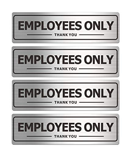 MongFun Employees Only Sign, Metal Self-Adhesive Signs for Business Door Wall, Aluminum Durable Signboard for Office Store Restroom (4 Pack, 7×2 inches) - Image 1