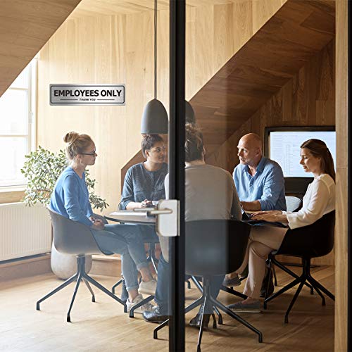 MongFun Employees Only Sign, Metal Self-Adhesive Signs for Business Door Wall, Aluminum Durable Signboard for Office Store Restroom (4 Pack, 7×2 inches) - Image 3