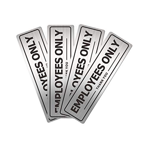 MongFun Employees Only Sign, Metal Self-Adhesive Signs for Business Door Wall, Aluminum Durable Signboard for Office Store Restroom (4 Pack, 7×2 inches) - Image 5