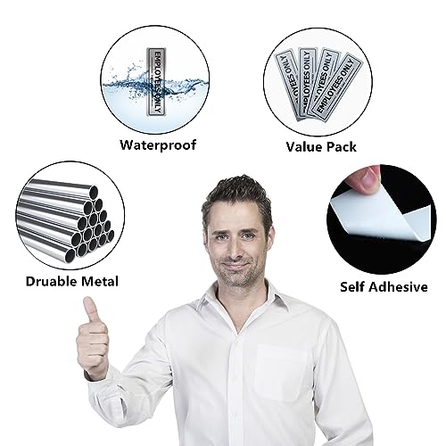 MongFun Employees Only Sign, Metal Self-Adhesive Signs for Business Door Wall, Aluminum Durable Signboard for Office Store Restroom (4 Pack, 7×2 inches) - Image 4