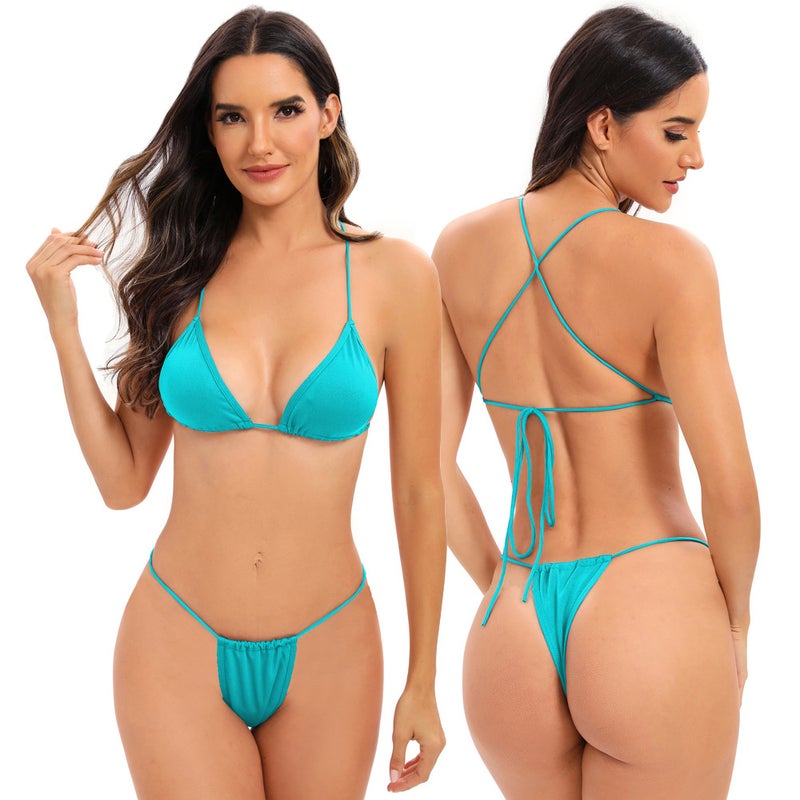 New and Fashion Swimwear Women''s Candy Color Cross Multi-strap Split Swimsuit Sexy bikini bikini - Image 3