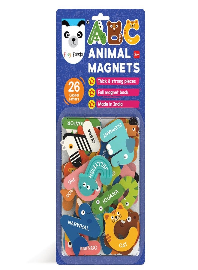Play Panda ABC Animal Magnetic Capital Letters for Kids - 26 Uppercase, Fridge Magnet, Learning Educational Toy, Non-Toxic, Durable, Large Size, Age 3+ - Image 1
