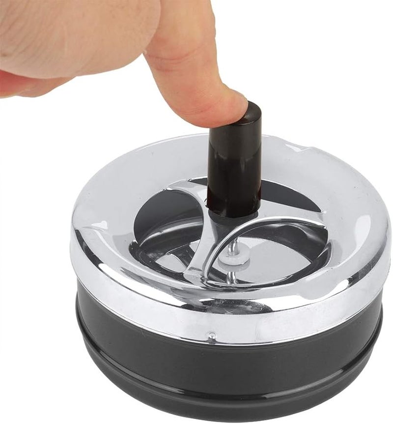 Black Metal Smoking Ashtray Indoor Outdoor Round Push Down Small Size 29 9 X 15 X 6 7in - Image 1