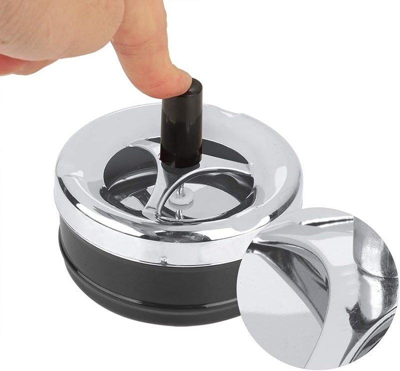 Black Metal Smoking Ashtray Indoor Outdoor Round Push Down Small Size 29 9 X 15 X 6 7in - Image 5