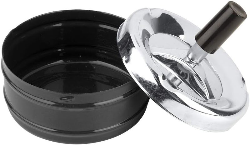 Black Metal Smoking Ashtray Indoor Outdoor Round Push Down Small Size 29 9 X 15 X 6 7in - Image 4