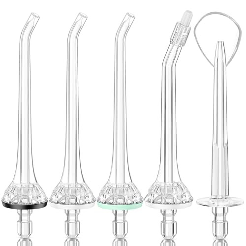 رأس فلوسر الأسنان المائي COSLUS - 5 قطع استبدال لرؤوس الفلوسر المائي فقط متوافقة مع فلوسر الأسنان C30FC5360
