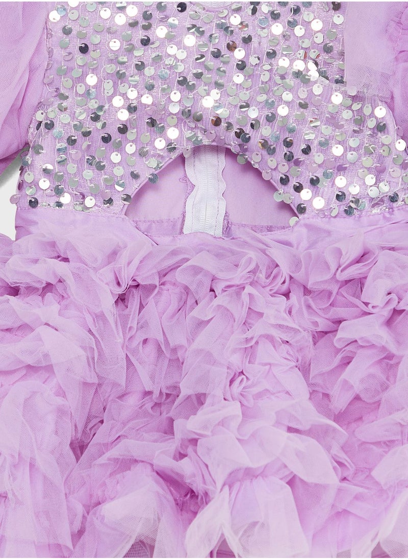 Pinata - Girls Sequins Embellished Ruffle Evening Dress - Image 1
