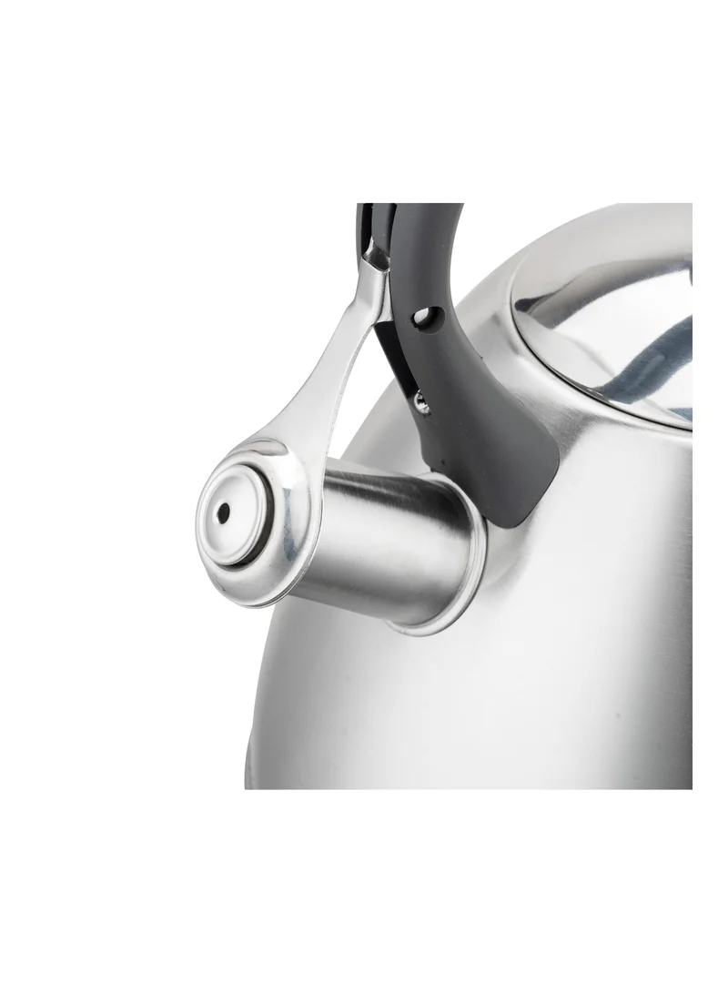 Cuisine Art Cuisine Art BRIN Stainless Steel Whistling Tea Kettle 2.5L, Silver, Nylon Handle, Satin Finish, 201 Stainless Steel, Soft Touch Coating, 18/0 Single Bottom, Suitable for use on all stove tops