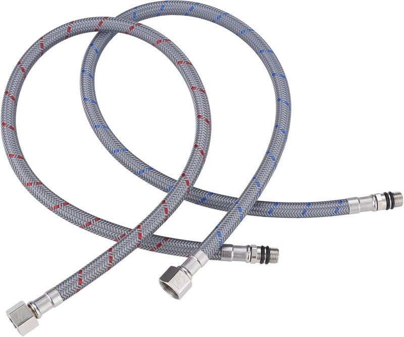 Arcora 20" Bathroom Faucet Hose, Braided Nylon cUPC Supply Lines 3/8" Female Compression × M10 Male Connector(1 Pair) - Image 1