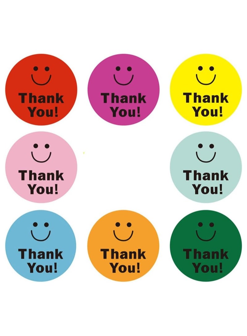 كيلا 500 قطعة من ملصقات الشكر، 8 تصاميم ملونة مبتسمة مقاس 1 بوصة، ملصقات الشكر، للتغليف، ملصقات الشكر، لأختام مغلفات تغليف الخبز، ملصقات الشكر للشركات الصغيرة - Image 4