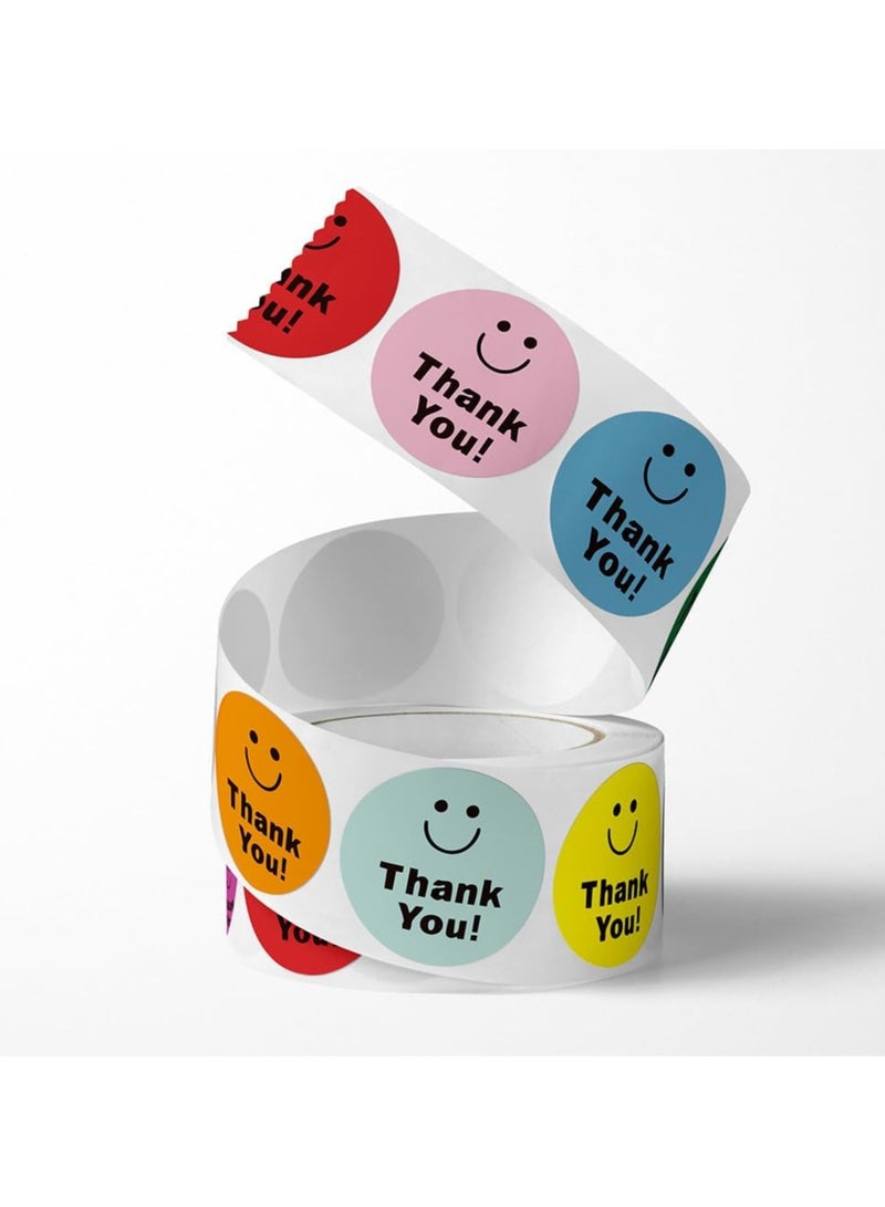 كيلا 500 قطعة من ملصقات الشكر، 8 تصاميم ملونة مبتسمة مقاس 1 بوصة، ملصقات الشكر، للتغليف، ملصقات الشكر، لأختام مغلفات تغليف الخبز، ملصقات الشكر للشركات الصغيرة - Image 3