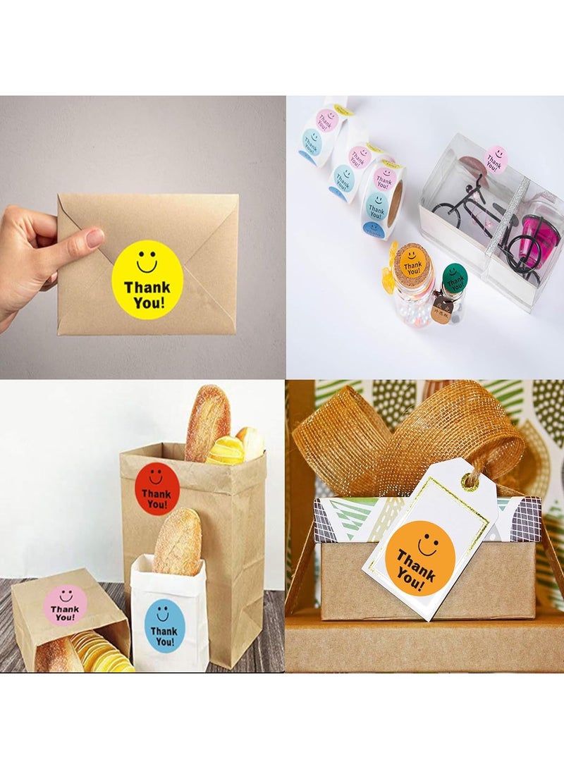 كيلا 500 قطعة من ملصقات الشكر، 8 تصاميم ملونة مبتسمة مقاس 1 بوصة، ملصقات الشكر، للتغليف، ملصقات الشكر، لأختام مغلفات تغليف الخبز، ملصقات الشكر للشركات الصغيرة - Image 5