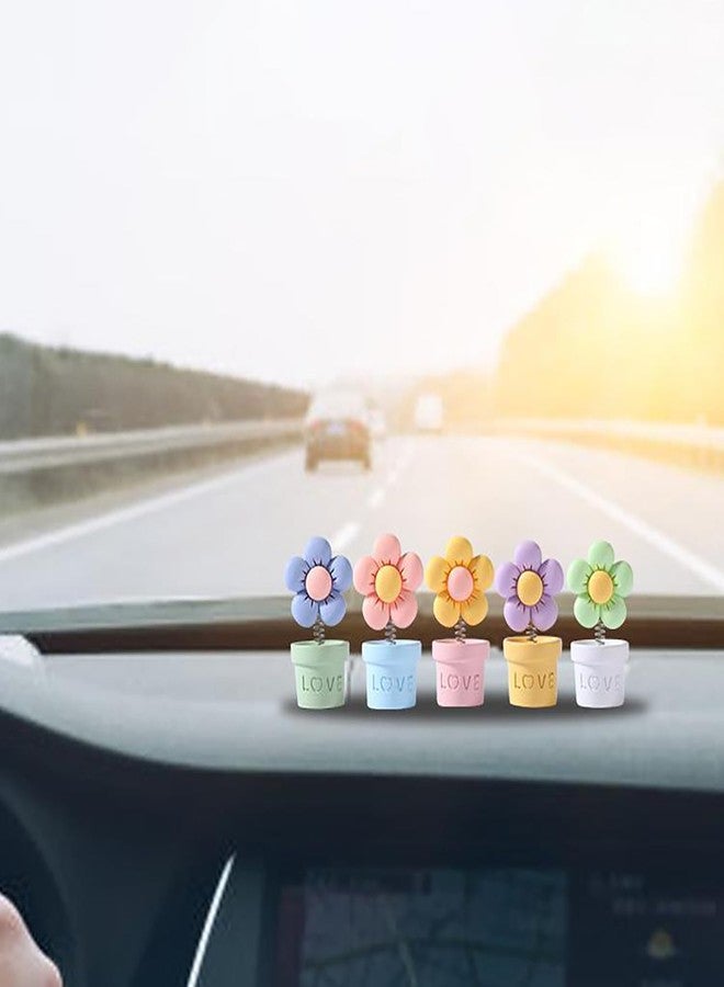 Fsocpen 5PCS Funny Resin Swinging Flowers Decor,3D Creative Craft Plant Figurine,Great for Computer Monitor,TV, Automotive Central Control Screen,Desk Decoration - Image 5