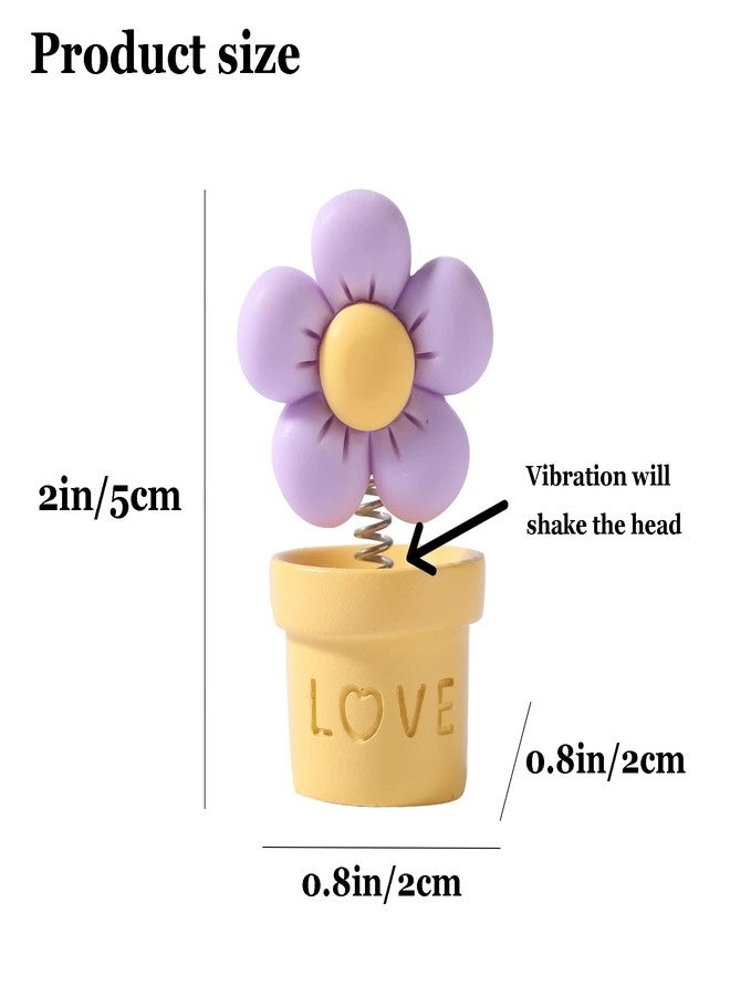 Fsocpen 5PCS Funny Resin Swinging Flowers Decor,3D Creative Craft Plant Figurine,Great for Computer Monitor,TV, Automotive Central Control Screen,Desk Decoration - Image 2