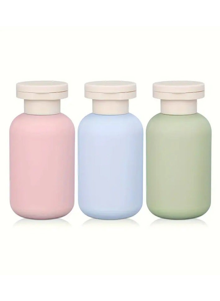 Rozino 3pcs of three color combinations 3.38oz travel shampoo bottles, refillable flip-top squeeze toiletry bottles, portable leak-proof travel shampoo and conditioner bottles in girl pink, sky blue, and avocado green 100 ML - Image 1