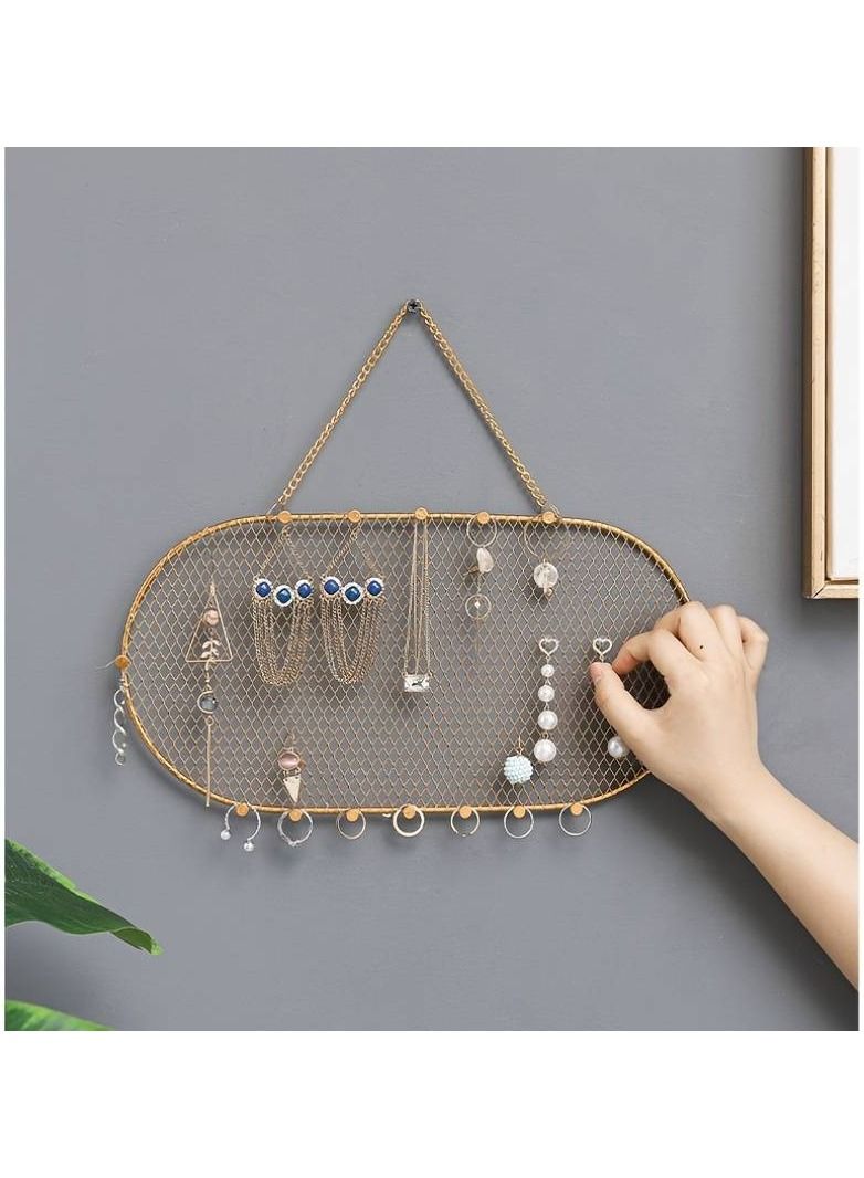 1pc Nordic Light Luxury Golden Iron Wall Jewelries Organizer - Image 1