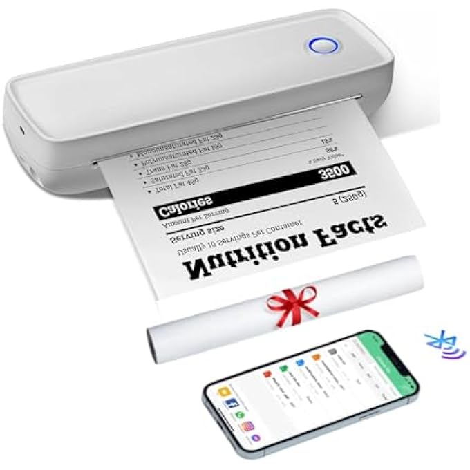 A4 MINI PRINTER - BLUETOOTH 5.2 200DPI INKLESS PORTABLE THERMAL PRINTER, USB RECHARGEABLE WIRELESS PRINTING MACHINE WITH 7 PRINTING SIZE FOR HOME WORK TRAVEL - Image 1