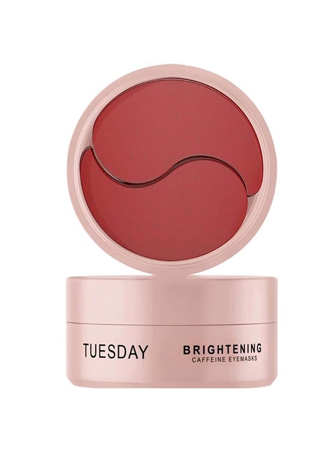 Tuesday Brightening Caffeine Eyemasks,Caffeine Eye Patches for Dark Circles & Puffiness , Hydrating Under Eye Mask with Hyaluronic Acid & Niacinamide ,Reduce Fine Lines & Brighten Tired Eyes - 60 pcs - Image 1