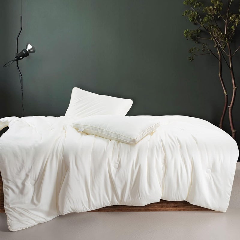 SPREAD SPAIN SPREAD SPAIN Microfiber 200 GSM Milk AC Quilt Comforter for All Season Double Cream 90x108 inches 