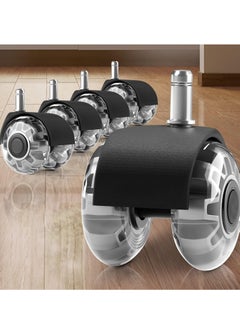 Office Chair Caster Wheels, Set of 5, 2 in Double casters, Twin Ball Bearing Replacement Computer Desk Chair Wheel, Heavy Duty Rubber Caster Smooth Quiet Rolling Safe Protection for All Floors