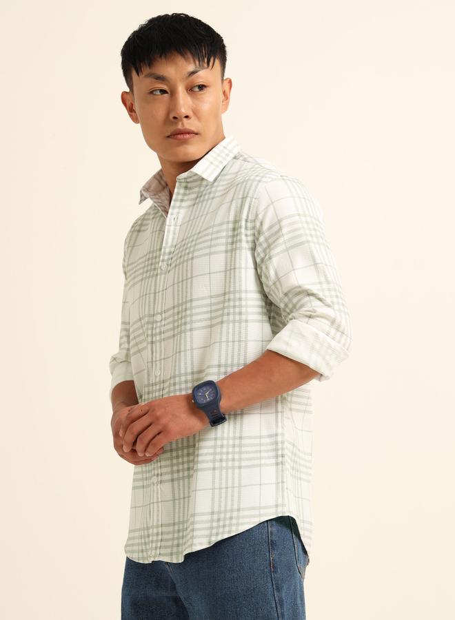 بوشيرت قميص كاجوال مطبع بنمط مربعات - Image 2