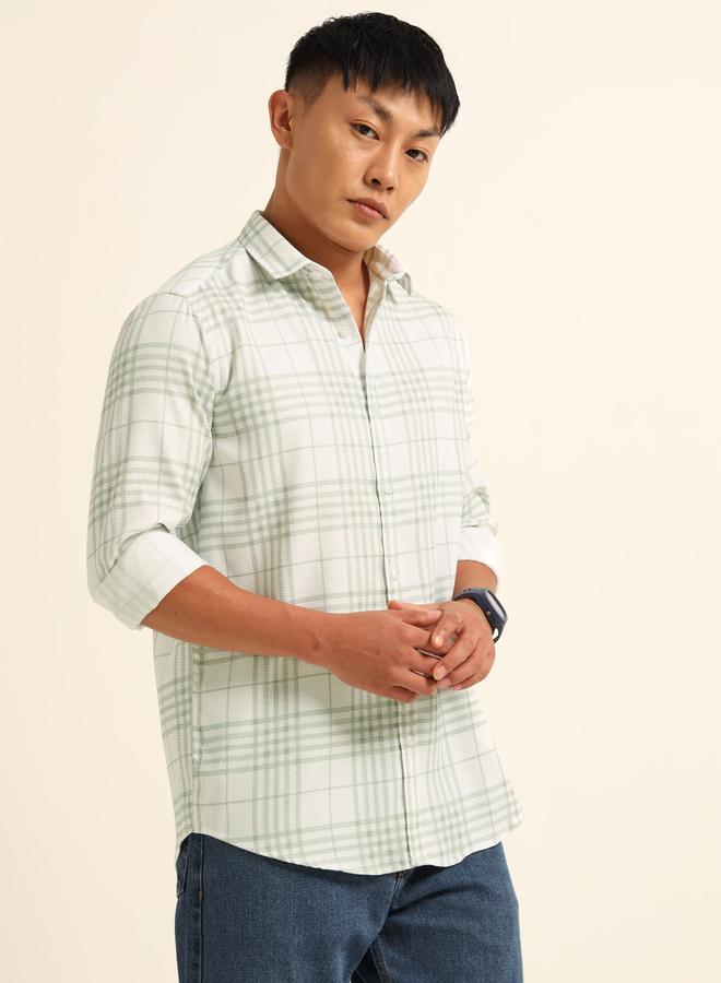 بوشيرت قميص كاجوال مطبع بنمط مربعات - Image 3