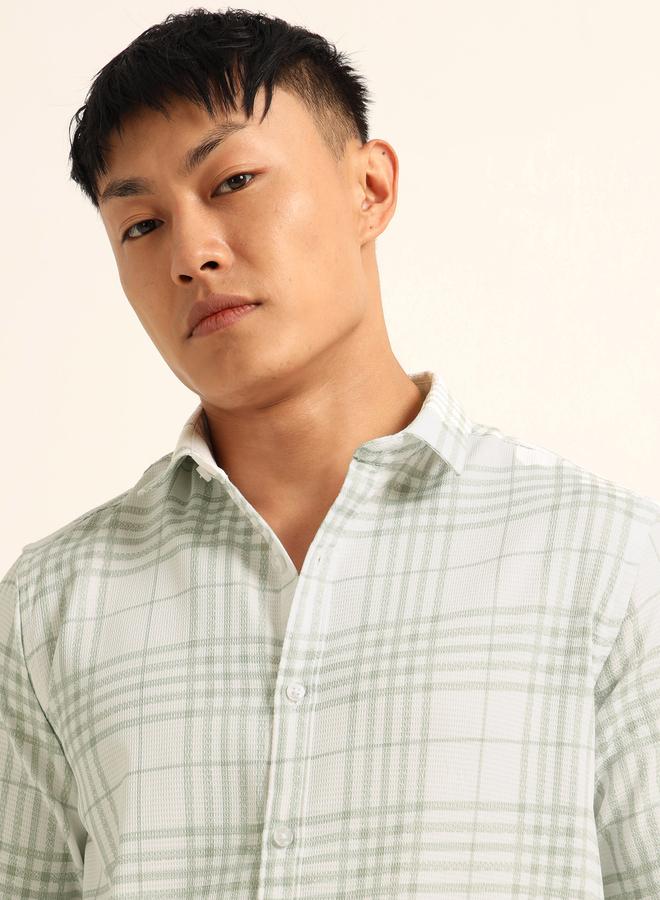 بوشيرت قميص كاجوال مطبع بنمط مربعات - Image 5