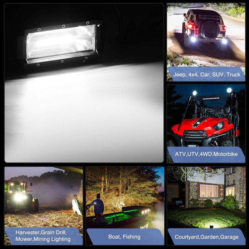 Nilight 18001F-B 2PCS 5Inch 72W Double Row Flood Bar 10800Lumens Driving Fog Led Off Road Lights for Trucks Jeep ATV UTV SUV Boat Marine - Image 3