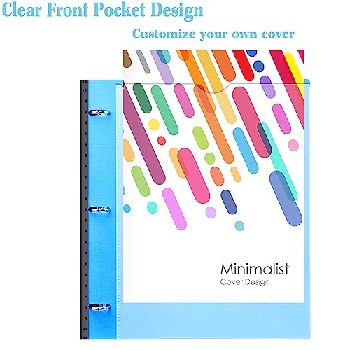 INFUN All-in-one Telescoping Binder Notebook, Refillable 3 Ring Notebook Binder with 1 Plastic Movable Pocket Folder,5 Plastic Subject dividers and Graph Paper and College Ruled Paper - Blue - Image 5