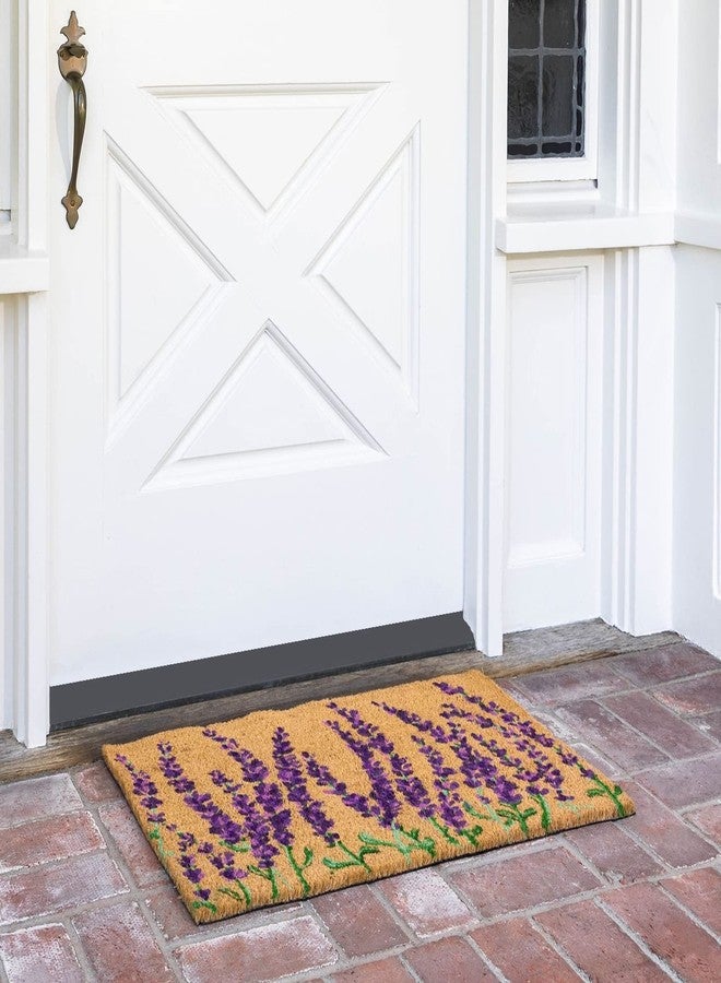 Juvale Lavender Floral Door Mat - 17 x 30 in, Purple Coir - Welcome Mat for Front Door & Outdoor Entryway - Coir Doormat for Patio & Porch - Image 2