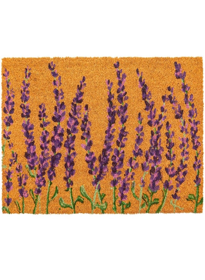 Juvale Lavender Floral Door Mat - 17 x 30 in, Purple Coir - Welcome Mat for Front Door & Outdoor Entryway - Coir Doormat for Patio & Porch - Image 1