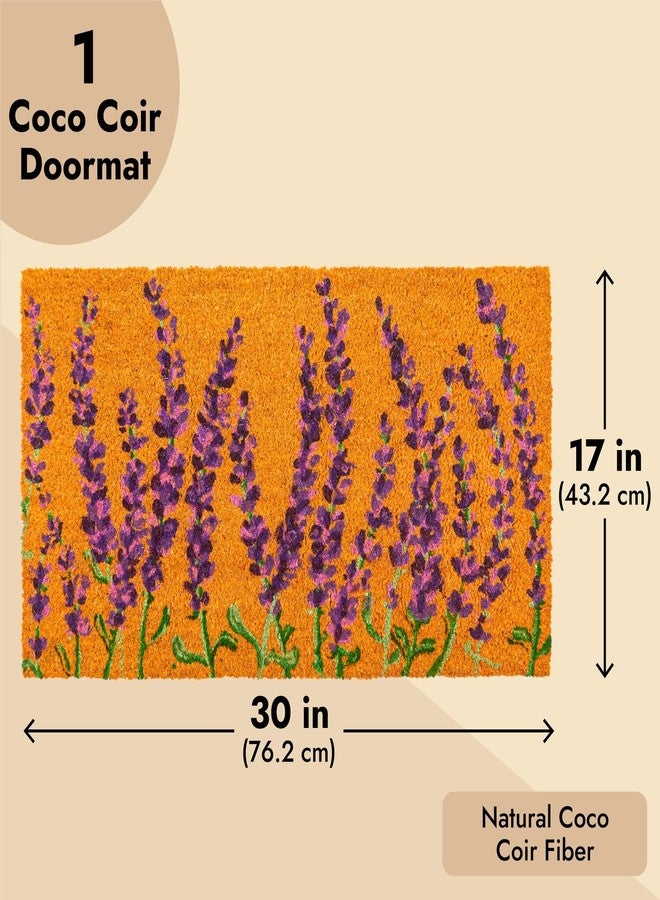 Juvale Lavender Floral Door Mat - 17 x 30 in, Purple Coir - Welcome Mat for Front Door & Outdoor Entryway - Coir Doormat for Patio & Porch - Image 3
