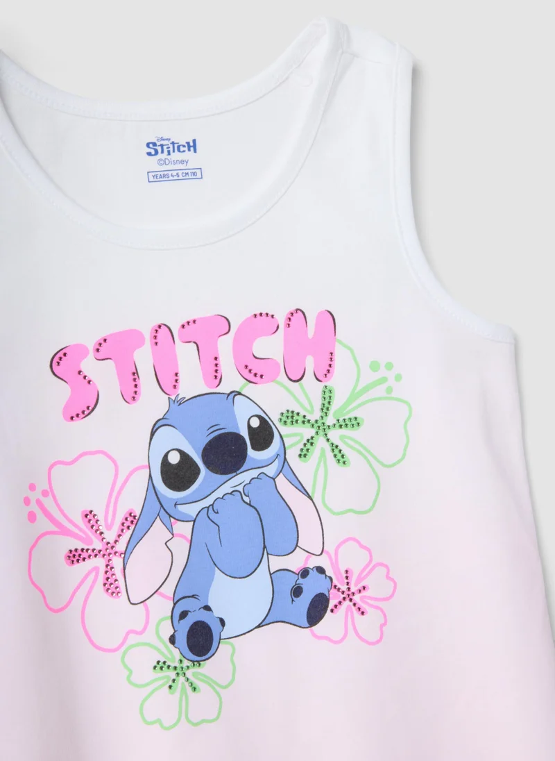 Ovs  OVS White And Pink Pure Cotton Girls Vest Top With Fringes And Stitch for Women | Best Price UAE