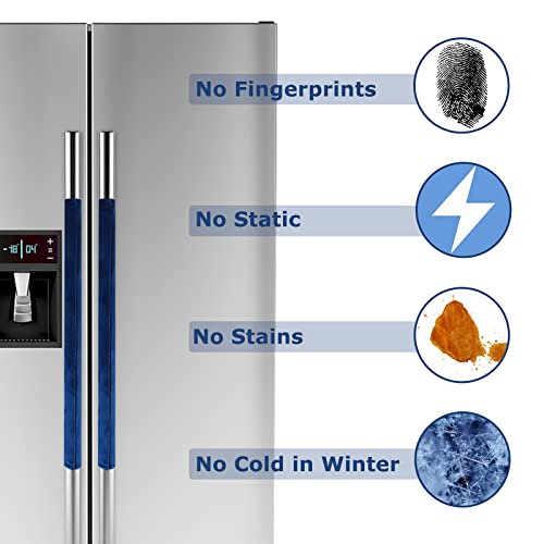 Daixers 3PCS Refrigerator Door Handle Covers Kitchen Decor Keep Appliance Clean Anti-Static Stains for Fridge Dishwashers Velvet (Blue) - Image 3