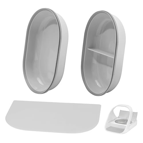 YOIHABV Replacement Mat Bowl Set for Automatic Microchip Pet Feeder Connect 1 Split 1 Flat Bowl and 1 Mat Keep Food Fresh Protect Cat Feeder Easy to CleanGrey - Image 1