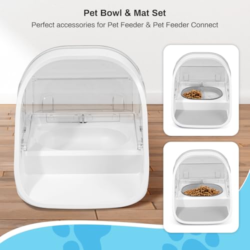 YOIHABV Replacement Mat Bowl Set for Automatic Microchip Pet Feeder Connect 1 Split 1 Flat Bowl and 1 Mat Keep Food Fresh Protect Cat Feeder Easy to CleanGrey - Image 3