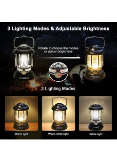 CPEX CPEX Outdoor Retro USB Rechargeable Camping Lantern Camping Tent Light LED Portable Lantern Garden Light Camping Atmosphere Decorative Chandelier Black  - Image 3