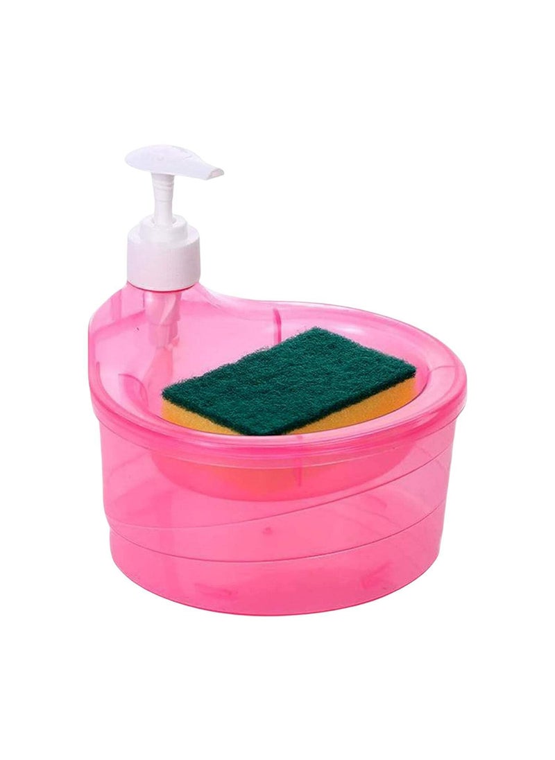 Generic - Double Layer Liquid Soap Dispenser with Pump and Sponge Practical for Hotel Sink Clear Soap Dispensing Liquid Pump Bottle for Home Kitchen Rectangle (2 in 1) - Image 1
